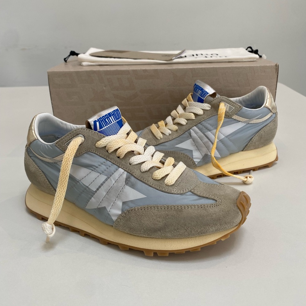 Golden Goose Marathon Sneaker in Light Blue/Gray Suede/Silver sz 37 New in Box - Picture 9 of 12